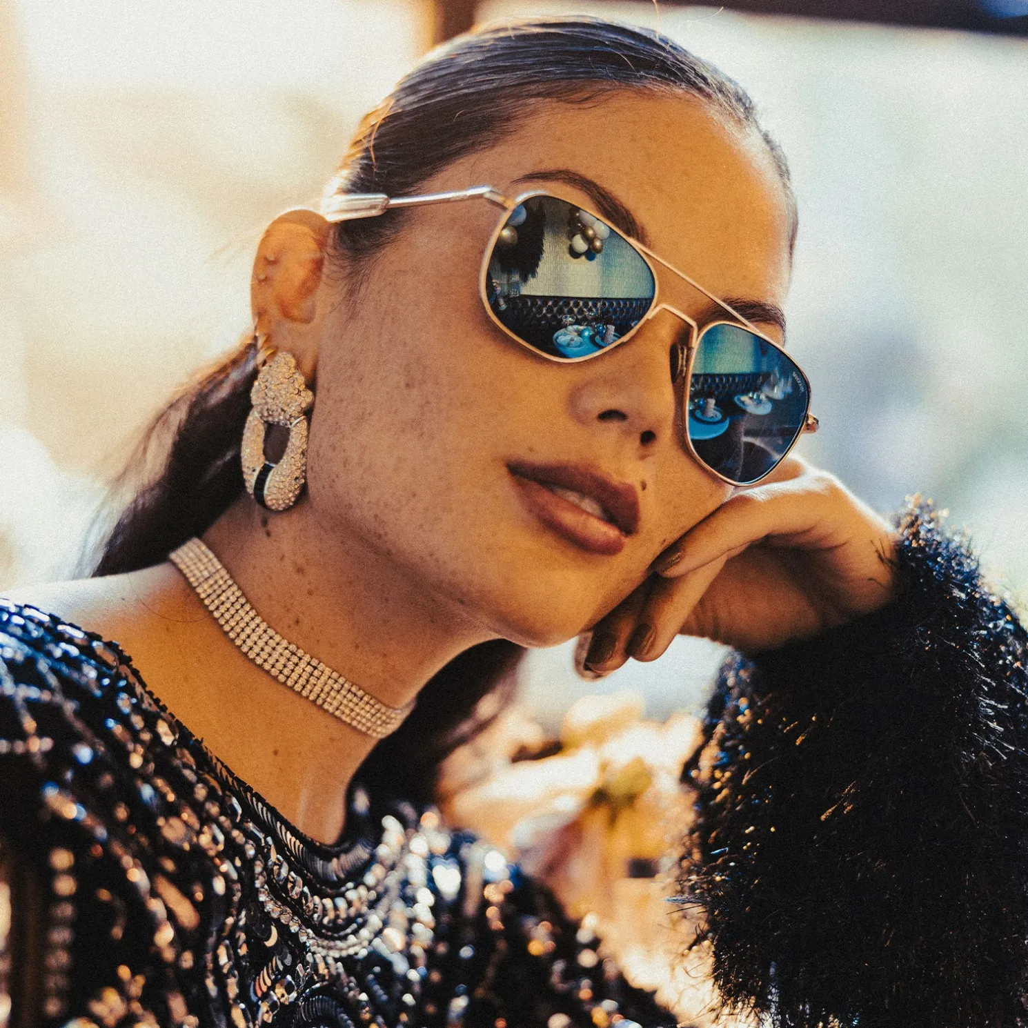 Women Randolph Engineering Aviator - 23k Gold & Cobalt