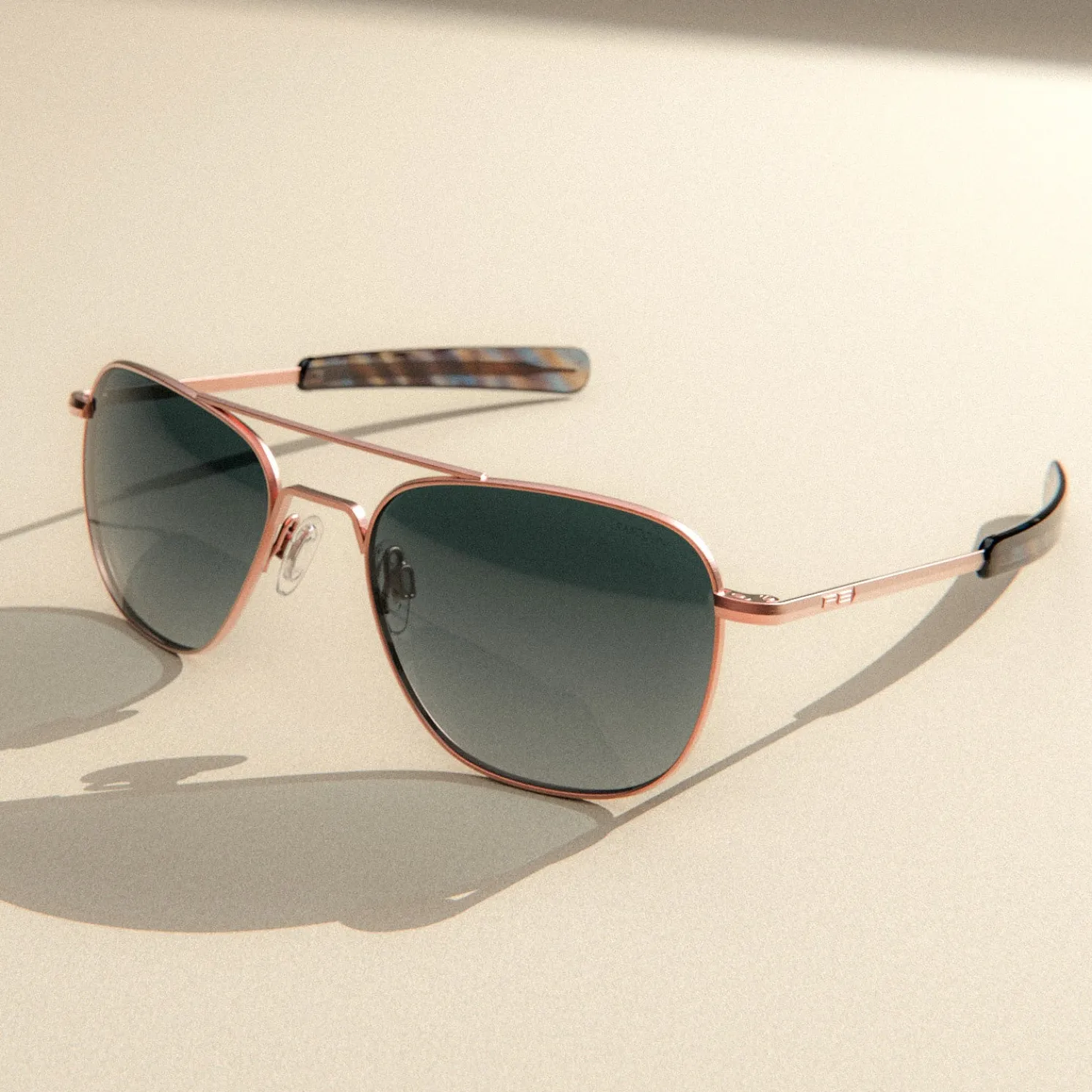 Women Randolph Engineering Aviator - 22k Satin Rose Gold & Slate