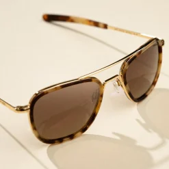Women Randolph Engineering Aviator Fusion - 23k Gold & Dark Caramel Tortoise Inlay & Cape Sand