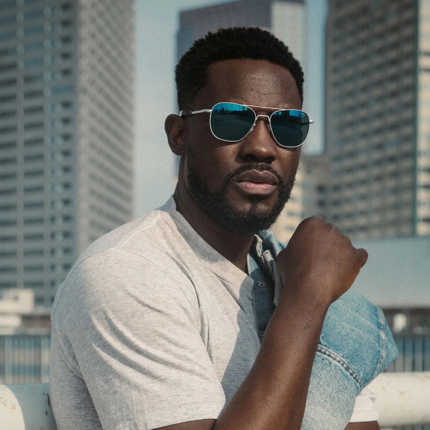 Randolph Engineering Aviator 23k White Gold & Cobalt - Prescription Sunglasses